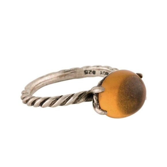 Authentic David Yurman 12x10mm Oval Citrine Silver Cable Ring Size 7.25 - Picture 1 of 9